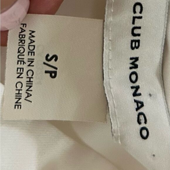 Club Monaco Tie Neck Blanc De Blanc White Chemise Small Petite Long Sleeve Top - Picture 5 of 12